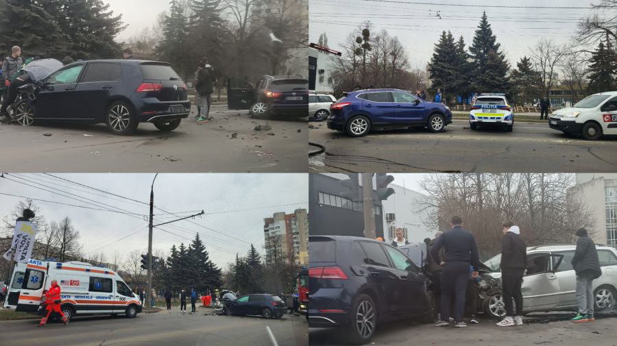 ACCIDENT GRAV LA TELECENTRU: TREI MAȘINI IMPPLICATE ȘI POLIȚIA LA FAȚA LOCULUI